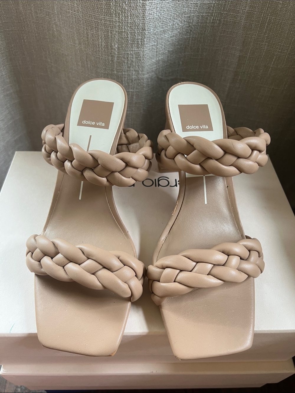 Dolce Vita Braided Double-Strap Slide Sandals in Nude